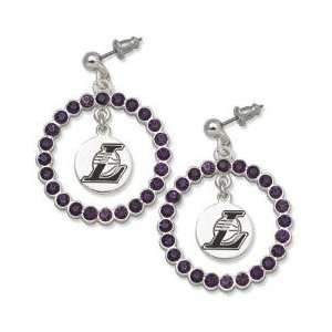 NBA Officially Licensed Los Angeles Lakers Earrings   Purple Crystals 