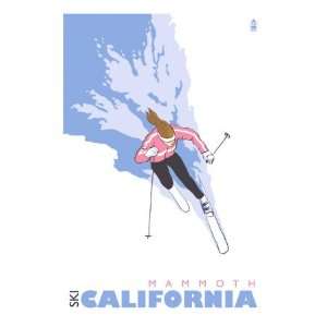  Mammoth, California, Stylized Skier Premium Poster Print 