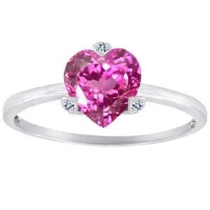 CandyGem 14k Gold Lab Created Heart Shape Pink Sapphire and Diamonds 