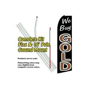  We Buy Gold (Black) Feather Banner Flag Kit (Flag, Pole 
