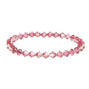  Swarovski Elements Rose Colored 6mm Stretch Bracelet, 7 
