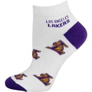  Los Angeles Lakers Ladies White All Over Logo Ankle Socks 