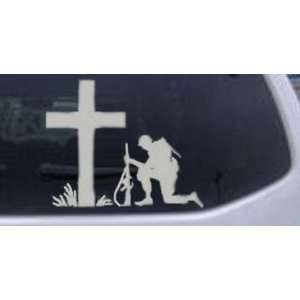 Troop Kneeling at Cross Military Car Window Wall Laptop Decal Sticker 