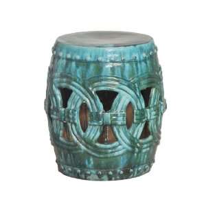  Pierced Linked Green Fortune Asian Ceramic Garden Seat 