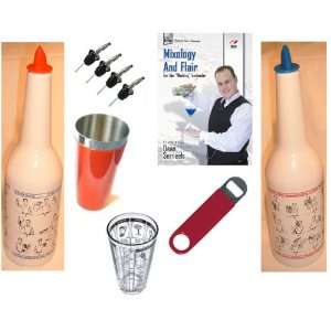  Flair Bartending Kit   Illustrated Bottles Kitchen 