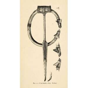  1892 Woodcut Ring Brooch Fibula Pin Gotland Gutes Costume 