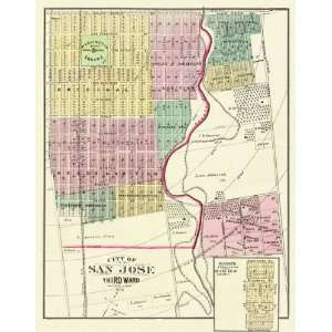  SAN JOSE 3RD WARD CALIFORNIA CA LANDOWNER MAP 1878
