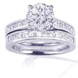  1.15 Ct Round Diamond Cathedral Wedding Ring Channel Set 