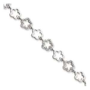  Sterling Silver CZ Floral Bracelet Jewelry