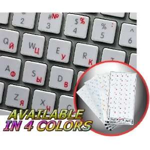  RUSSIAN CYRILLIC APPLE KEYBOARD STICKER WITH RED LETTERING 