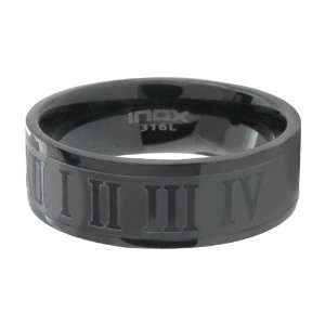  Size 13   Inox Jewelry Roman Numeral Black 316L Stainless 
