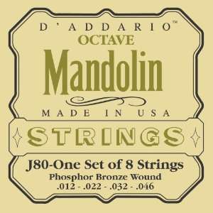   Bronze Octave Mandolin Strings, Medium, 12 46 Musical Instruments