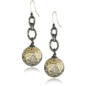  Atelier Large Ombre 16mm Pave Ball Drop Chain Wire Earrings Jewelry
