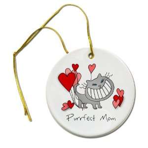  PURRFECT MOM Mothers Day 2 7/8 inch Hanging Ceramic 