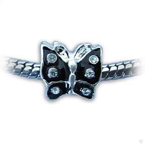 slide on Charm Beads   black Butterfly Strass #15004, Beads bracelet 