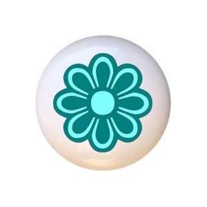  Funky Flowers 1960s look Turquoise Mod Drawer Pull Knob 