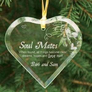  Engraved Soul Mates Glass Heart Ornament