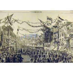  1858 Queen Visit Birmingham Royal Procession Old Print