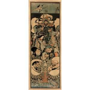 Japanese Print Shichifukujin takarabune. TITLE TRANSLATION Seven gods 