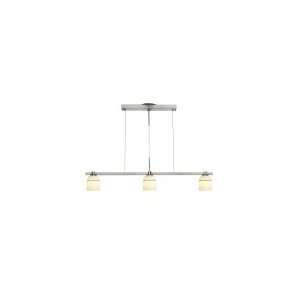   Light Single Tier Chandelier in Satin Nickel with White Band glass