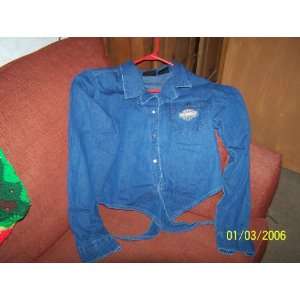 Harley Davidson Womens Crop Belly Denim Shirt Size L(Made in Mexico 