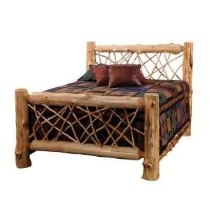  Traditional Cedar Log Twig Bed in Vintage   Queen