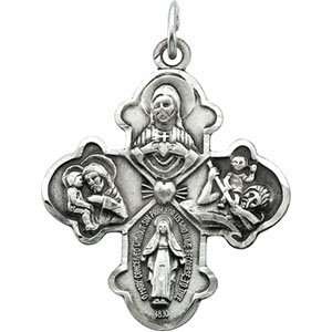  Clevereves Sterling Silver 31.00 X 26.25 mm 4 Way Cross 