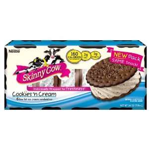 Skinny Cow Cookie N Cream Ice Cream Sandwich, Pack of 6, 4 oz 