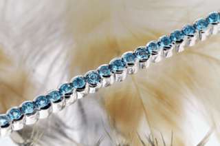 Sterling Silver Elegant Natural Blue Topaz Bracelet  