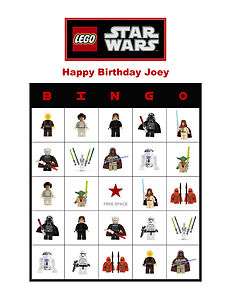 Lego Star Wars Birthday Party Game Bingo Cards  