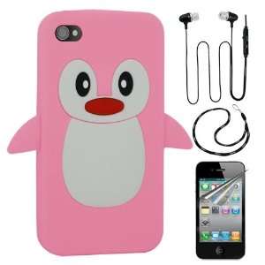  Bundle 4 Kits for Apple iPhone 4 4S  Penguin Silicone 