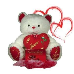 Valentine Be Mine Gift Set   40 Teddy Bear with Queen Anne Cordial 