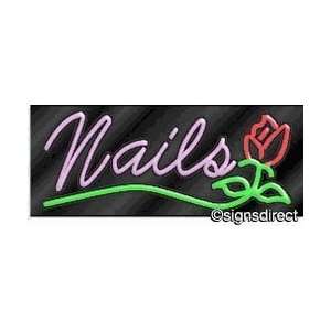 Nails Neon Sign w/Graphic  363, Background MaterialBlack Plexiglass