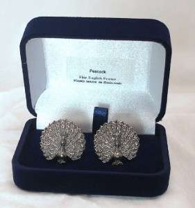 Peacock Cufflinks in Fine English Pewter, Gift Boxed  