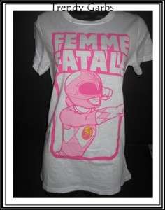 New Pink Mighty Morphin Power Rangers Femme tee t shirt XL  