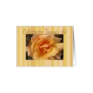  39th Birthday, Peachy rose on stripes Card Toys & Games