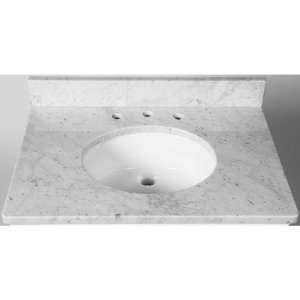  3cm Single Bowl Marble Vanity Top with 8 Centers in White 