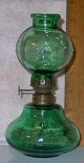Miniature Oil Lamp Twinkle Twinkle Little Star Deep Green w/Chimney 