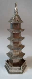 Large Chinese Silver Novelty Pagoda Pepperette, Luen Wo  