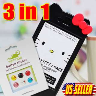 Black Hello Kitty Hard Case Cover Skin for iPhone 4 4S + Free Screen 