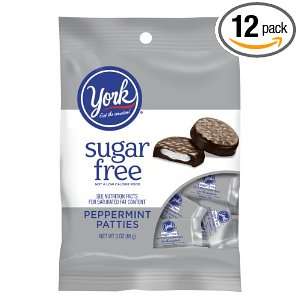 York Peppermint Patties, Sugar Free, 3 Ounce Packages (Pack of 12 