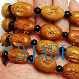 Hand Carved Natural Olive Pit Spider Beads Bracelet #11  