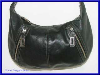   PURSE ~ Black Leather Hobo Handbag /Medium Large/Top Zipper/Under arm