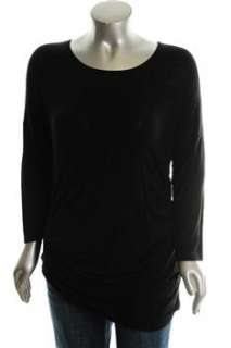 Cielo NEW Plus Size Knit Top Black Drapey Shirt 1X  