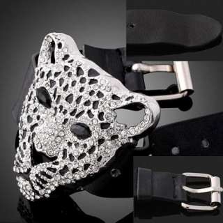ARINNA Swarovski Crystals Leather Belt Leopard Bracelet  