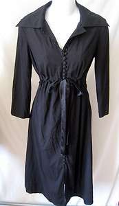 PETRO ZILLIA Silk Black 3/4 Sleeve Button Up Dress Sz 4  