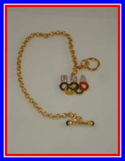 Olympic Collect Gold Bracelet USA & Rings, Rhinestones  