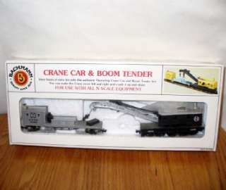 Bachmann ATSF Santa Fe Crane Car and Boom Tender N Scale Train Set 