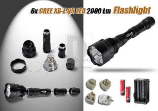 XR E Q5 6x CREE 2000 Lumens LED Flashlight Torch +18650 battery 