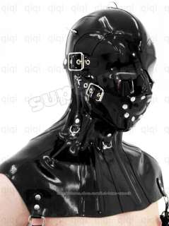 100% Latex Rubber 0.8mm Eye Mask Hood Neck Corset costume catsuit suit 